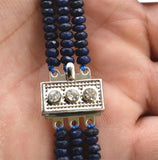 3-Row Natural Brazil Dark Sapphire Beads Necklace 17-18