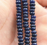 3-Row Natural Brazil Dark Sapphire Beads Necklace 17-18