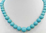 Turquoise Gems Round Beads Necklace AAA 6-14mm