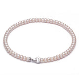 Heart-Shaped Buckle Freshwater Pearl Necklace Platinum Plated