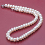 Heart-Shaped Buckle Freshwater Pearl Necklace Platinum Plated