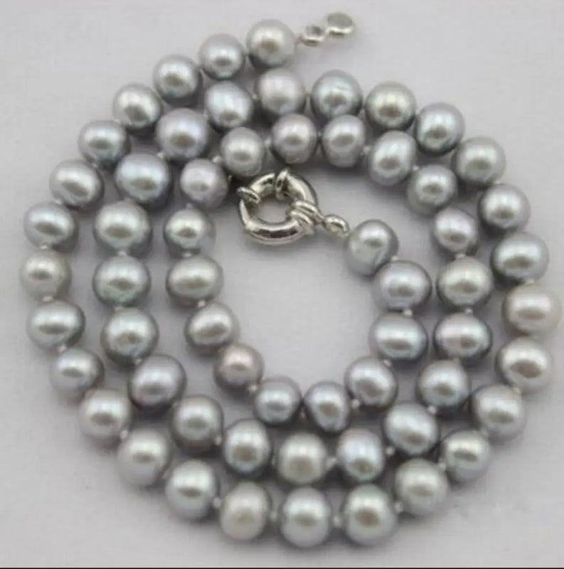 Gray Freshwater Pearl Necklace 7-8mm Pretty Jewelry