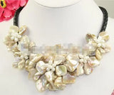 Mother of Pearl Flower Pendant Necklace Ivory