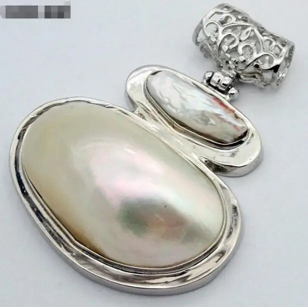 Fashion Rare Huge 60X47mm Natural Mother of Pearl Shell Conch Pendant