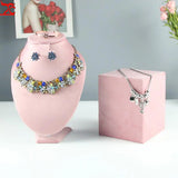 Pink Velvet Jewelry Rack Display, High-End Props Combo