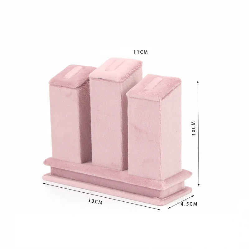 Pink Velvet Cloth Ring Display Rack High-End Three-Digit Storage