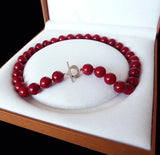 12mm Red Shell Pearl Necklace Heart Clasp 18''