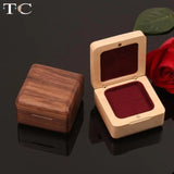 Walnut Flip Stud Earrings Display Box Proposal Ring Wooden Box