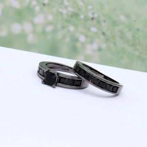 Gold-color CZ Zircon Wedding Ring Set