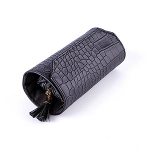 Leather Jewelry Roll Up Bag Organizer Travel Necklace Earrings Ring Storage