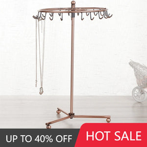 Rotating Ring Display Holder Necklace Stand 23 Hooks Metal Shelf Organizer