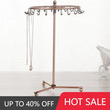 Rotating Ring Display Holder Necklace Stand 23 Hooks Metal Shelf Organizer
