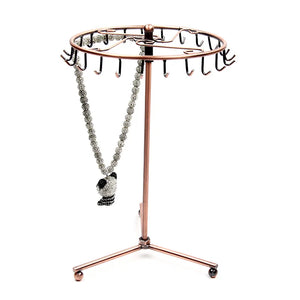 Rotating Ring Display Holder Necklace Stand 23 Hooks Metal Shelf Organizer