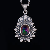 S925 Sterling Silver Flower Pendant Necklace 7X9MM Oval Lady Gift