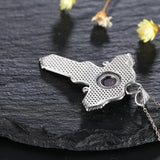 S925 Silver Necklace Amethyst Cross Pendant Women's Party