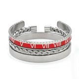 Stainless Steel Speedometer Cuff Bracelet Set for Men