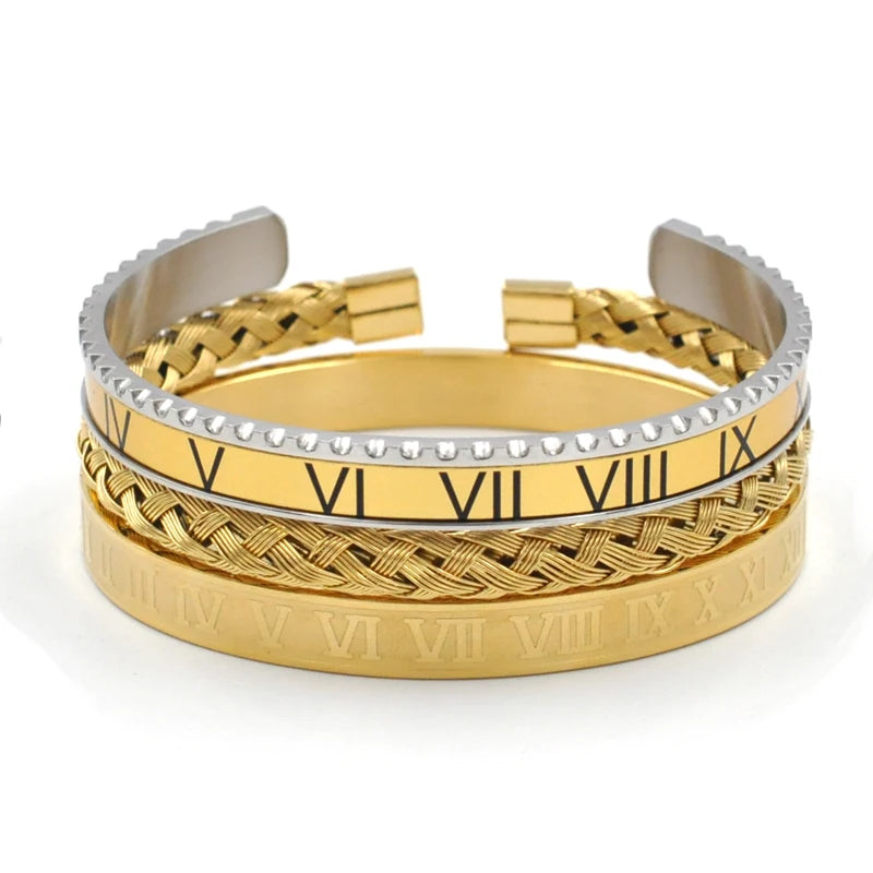 Stainless Steel Speedometer Cuff Bracelet Set for Men