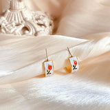 Girls Retro Drop Enamel 925 Silver Stud Earrings Set