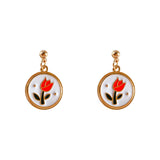Girls Retro Drop Enamel 925 Silver Stud Earrings Set