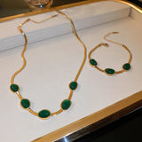 Women's Vintage Necklace with Green Stone Neck Necklace