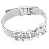 Stainless Steel Mesh Bracelet with Love Heart Charms - Women's Gift