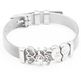 Stainless Steel Mesh Bracelet with Love Heart Charms - Women's Gift