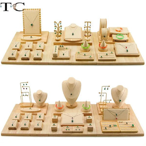 Solid Wood Jewelry Display Rack for Rings Bracelets Necklaces Earrings
