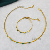 Green Zircon Stainless Steel Jewelry Set for Women