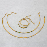 Green Zircon Stainless Steel Jewelry Set for Women