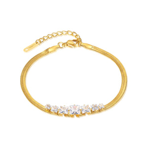 Zircon Titanium Steel Snake Bones Chain Bracelet for Women