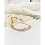 Zircon Titanium Steel Snake Bones Chain Bracelet for Women