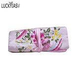 Chinese Wind Silk Jewelry Organizer Travel Pouches Embroidery Bird Roll Bag