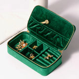 Velvet Jewelry Storage Box Small Case Dual Zippers Multifunctional Gift