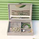 Jewelry Storage Box Earring Ring Necklace Organizer with Mirror