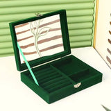 Jewelry Storage Box Earring Ring Necklace Organizer with Mirror