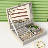 Jewelry Storage Box Earring Ring Necklace Organizer with Mirror