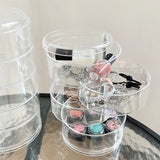 Rotating Plastic Jewelry Storage Box Organizer with Cover