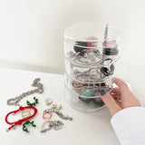 Rotating Plastic Jewelry Storage Box Organizer with Cover