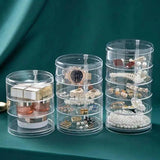 Rotating Plastic Jewelry Storage Box Organizer with Cover