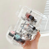 Rotating Plastic Jewelry Storage Box Organizer with Cover