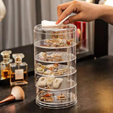 Rotating Jewelry Storage Box Makeup Organizer Rack with Cover