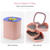 Mini Leather Jewelry Storage Box Double Layer Organizer Travel Case