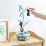 Branch Jewelry Stand with Rotatable Base and Storage Case