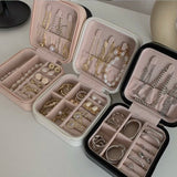Leather Jewelry Display Organizer Zipper Case Travel Earring Holder