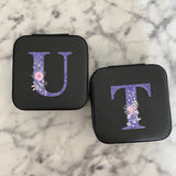 Purple Letter Print Jewelry Box Travel Organizer
