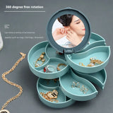 Rotating Jewelry Storage Box with Mirror