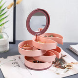 Rotating Jewelry Storage Box with Mirror