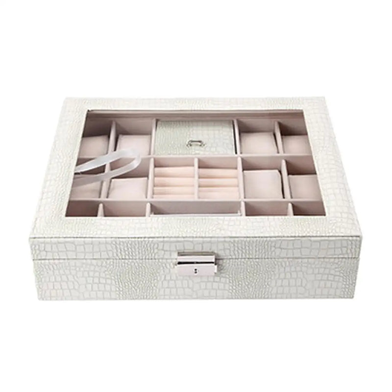 Jewelry Storage Box with Lock Necklace Showcase Watches Display