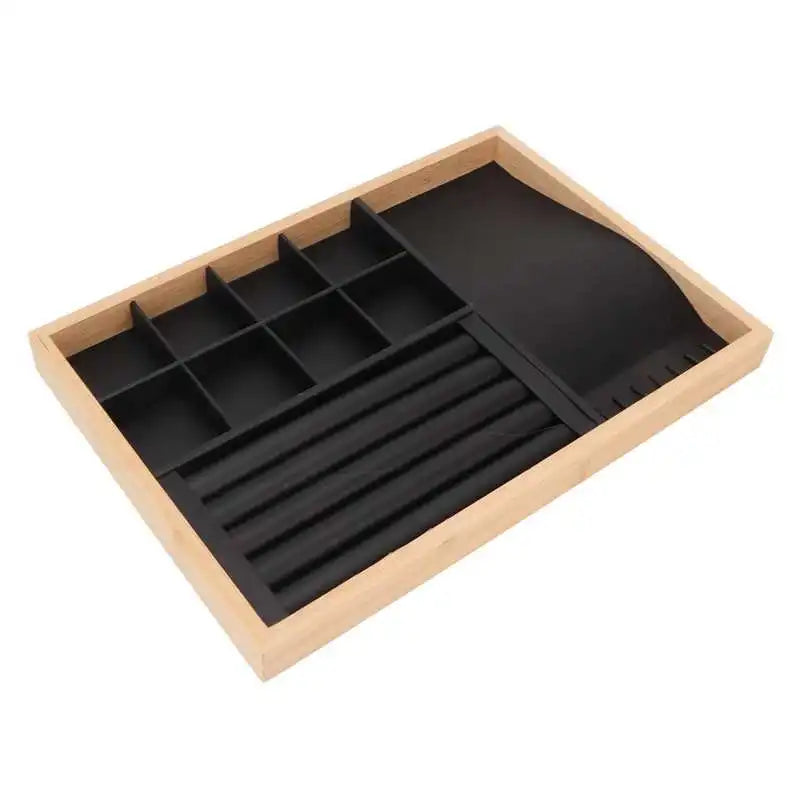 3-in-1 Stackable Jewelry Tray with Solid Wood Board