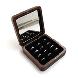 Wooden Ring Storage Box with Velvet Lining and Mirror Stand